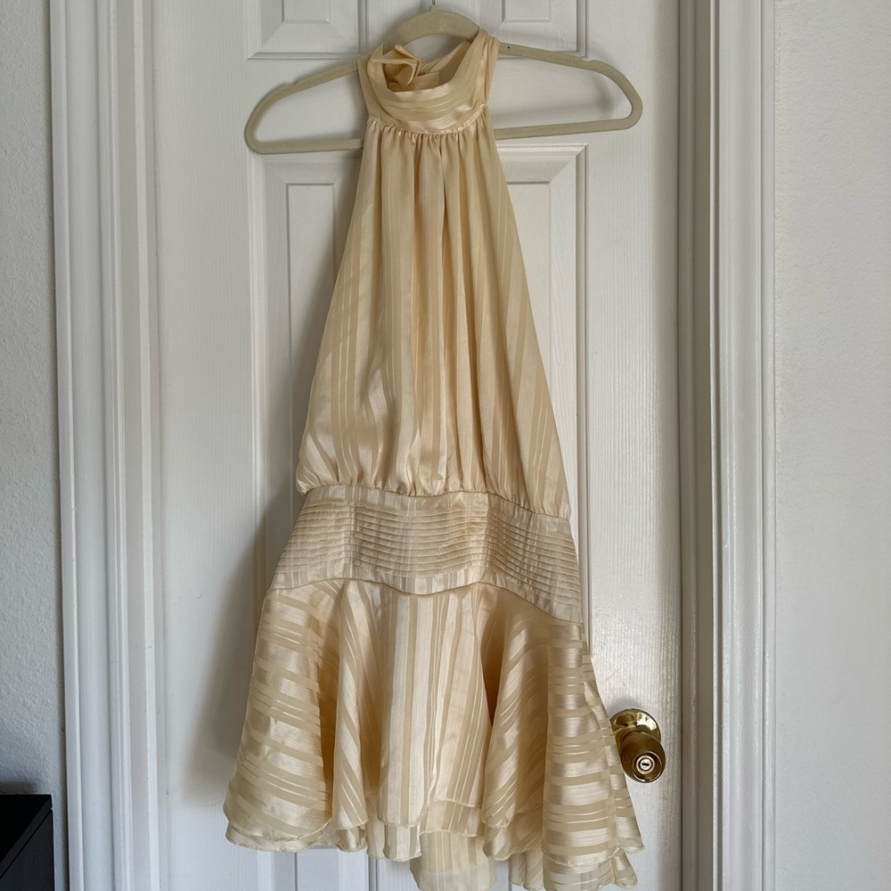 Elegant Cream Halter Dress